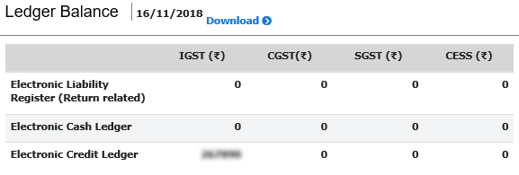 Ledger Balance before Filing the Acceptance Filing